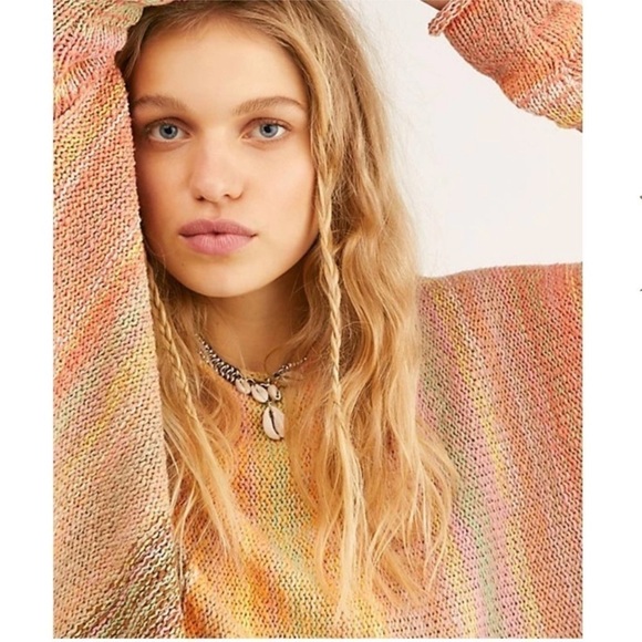 Free People Radiate Striped Pullover Fringed Confetti Combo Sweater Size XS Wmn - Picture 4 of 11